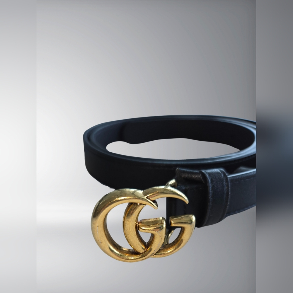 Gucci Black Belt with Gold Buckle